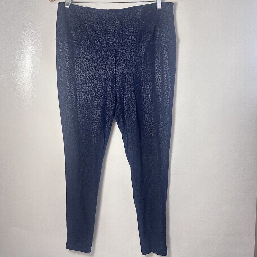 Chicos Leggings Womens Zenergy Leopard Print Blue Soft Knit Stretch Size 12/14R
